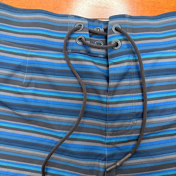 Lululemon Mens Board Shorts Striped Size 38 Blue Gray Athletic Swim - Picture 2 of 9